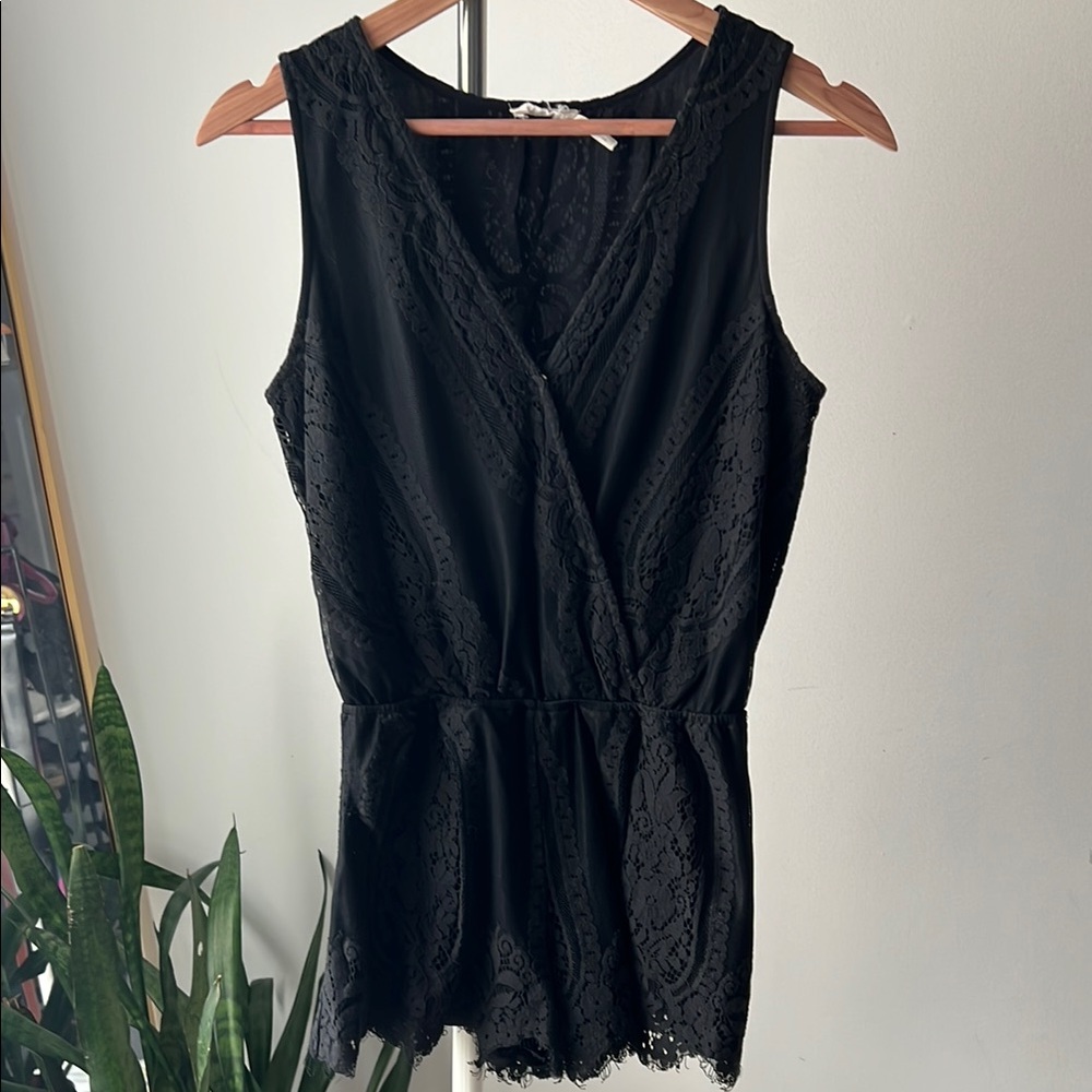 Blu Pepper Black Lace Romper S